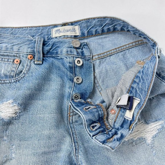 Madewell Distressed Cut Off Light Blue Denim Shorts Womens Size 26 Pockets - Picture 6 of 9